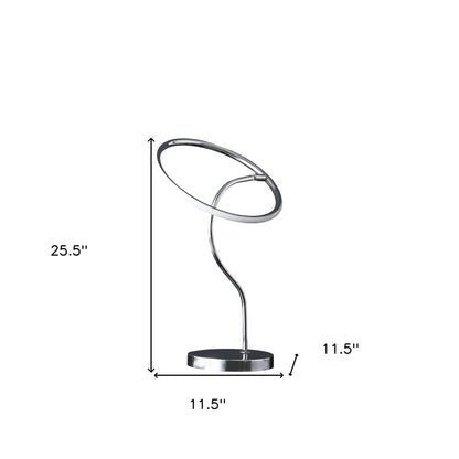 Lampe de table de bureau à DEL avec anneau halo argenté de 26 po