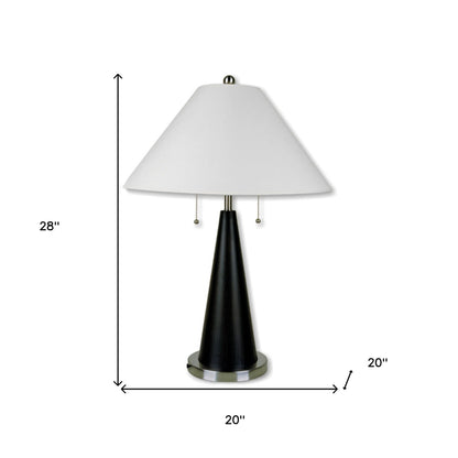 Lampe de chevet en métal noir de 28 po avec abat-jour blanc