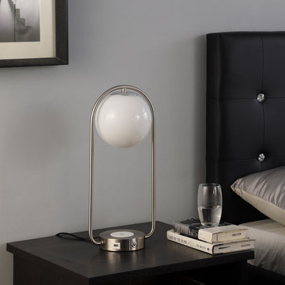 Lampe de table USB à pince en argent de 19 po