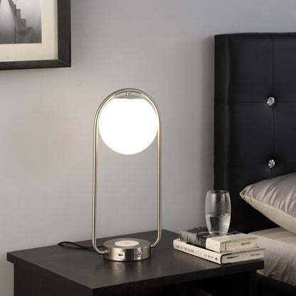 Lampe de table USB à pince en argent de 19 po