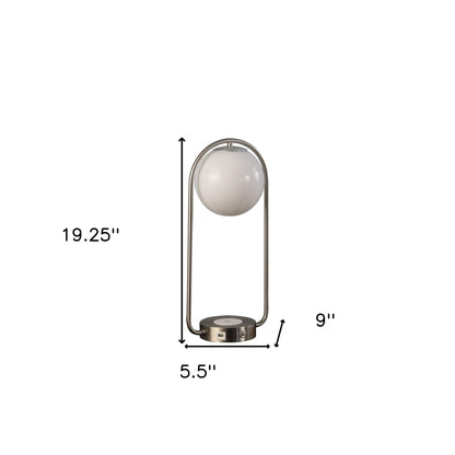 Lampe de table USB à pince en argent de 19 po