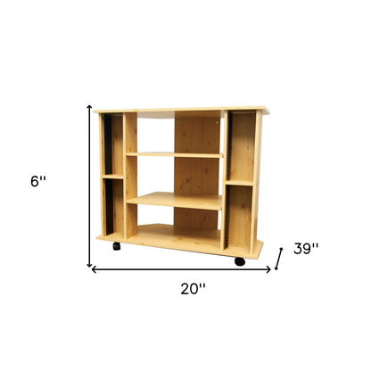 35" Wood Brown Open Shelving TV Stand