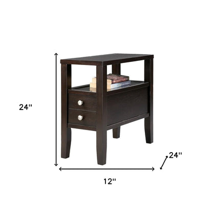 Table d'appoint marron de 24 po avec deux tiroirs