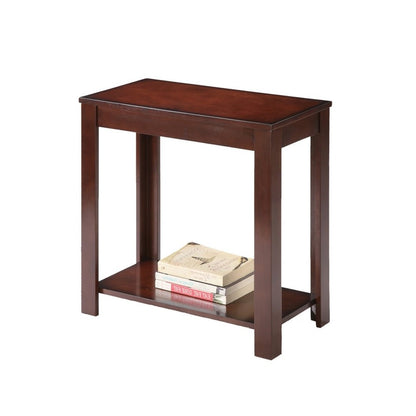 Table d'appoint marron de 24 po avec étagère