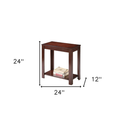 Table d'appoint marron de 24 po avec étagère