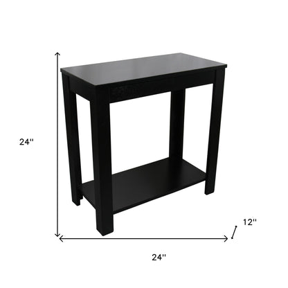 Table d'appoint noire de 24 po avec étagère