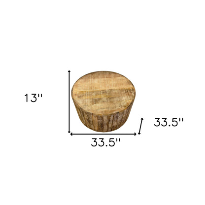 Tables basses rondes en bois massif naturel de 34 po