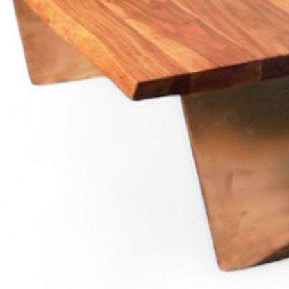 Table basse en bois massif naturel et acier de 31 po