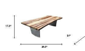 Table basse en bois massif naturel et acier de 31 po