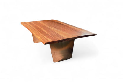 Table basse en bois massif naturel et acier de 31 po