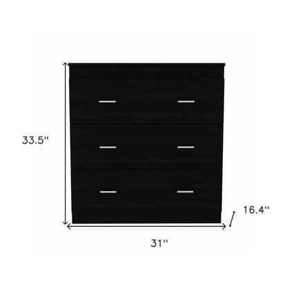 Commode noire à trois tiroirs de 31 po