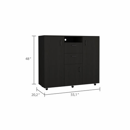 Commode noire à deux tiroirs de 55 po