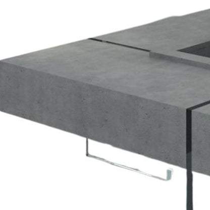 Table basse carrée en béton et verre gris et transparent de 47 po