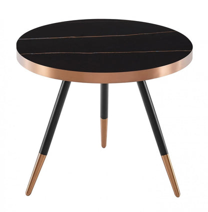 Petite table basse moderne en céramique noire et dorée