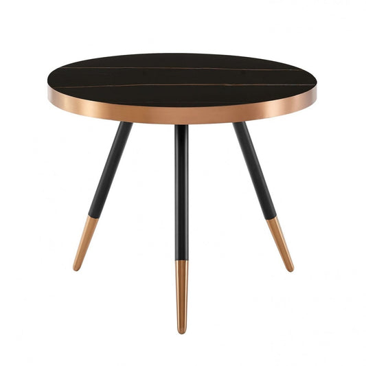 Petite table basse moderne en céramique noire et dorée