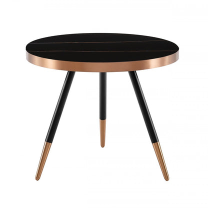 Petite table basse moderne en céramique noire et dorée