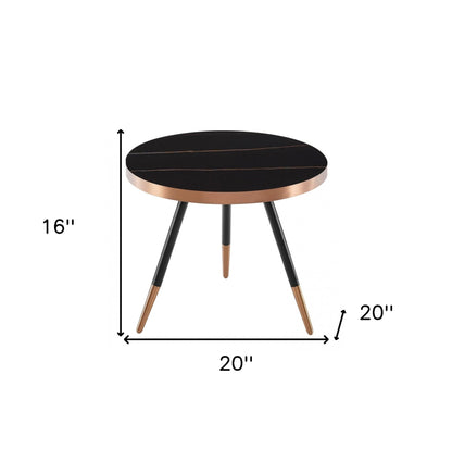 Petite table basse moderne en céramique noire et dorée