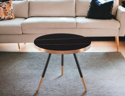 Petite table basse moderne en céramique noire et dorée