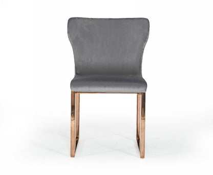 Gray Rosegold Velvet Dining Chair