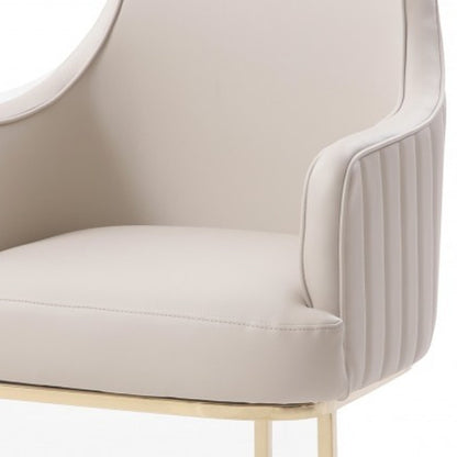 Chaise de salle à manger en tissu rembourré gris et champagne