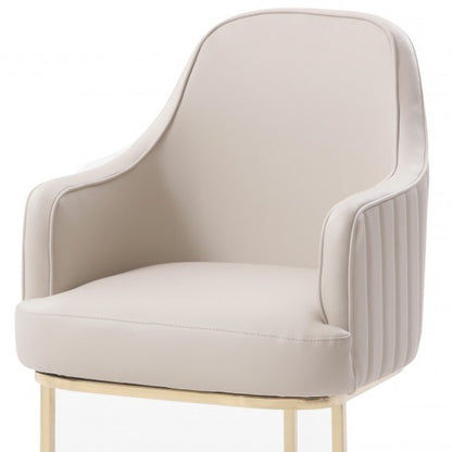 Chaise de salle à manger en tissu rembourré gris et champagne