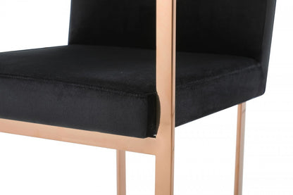 Chaise de salle à manger en tissu rembourré noir et doré