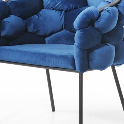 Chaise de salle à manger en velours bleu et velours noir