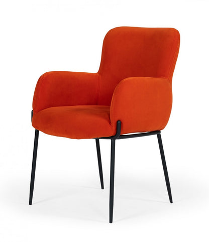 Chaise de salle à manger en tissu rembourré orange et noir