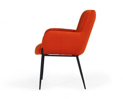 Chaise de salle à manger en tissu rembourré orange et noir