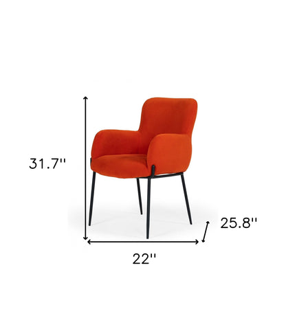 Chaise de salle à manger en tissu rembourré orange et noir