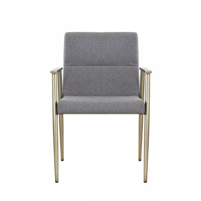 Gray Antique Brass Contemporary Dining Chair