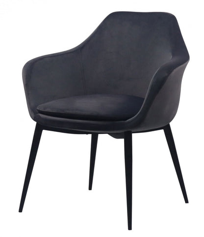 Chaise de salle à manger rembourrée en velours gris et noir