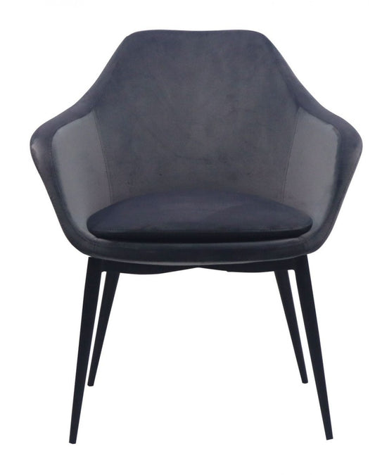 Chaise de salle à manger rembourrée en velours gris et noir