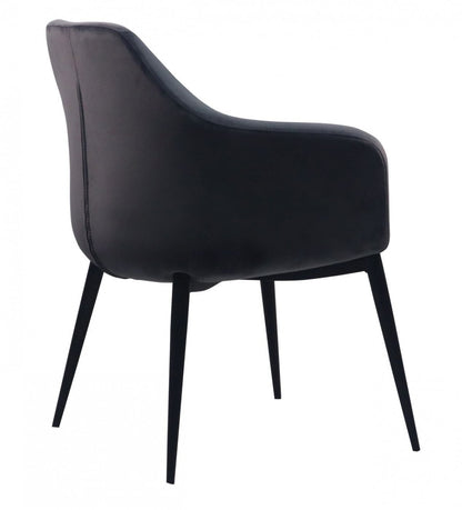 Chaise de salle à manger rembourrée en velours gris et noir