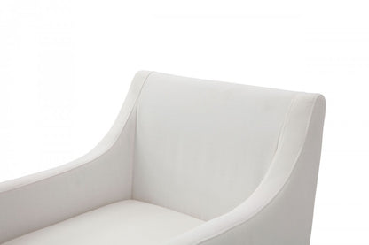 Chaise de salle à manger en tissu rembourré blanc et laiton