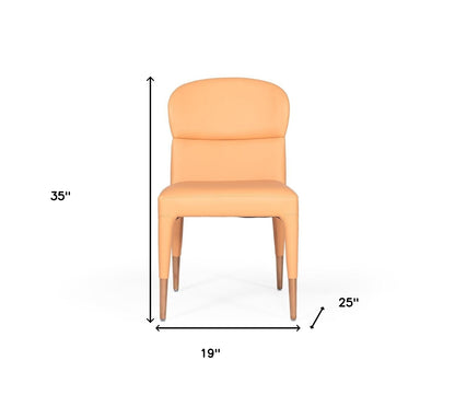 Ensemble de deux chaises de salle à manger rembourrées en tissu pêche