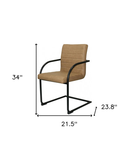 Ensemble de deux chaises de salle à manger industrielles en similicuir beige