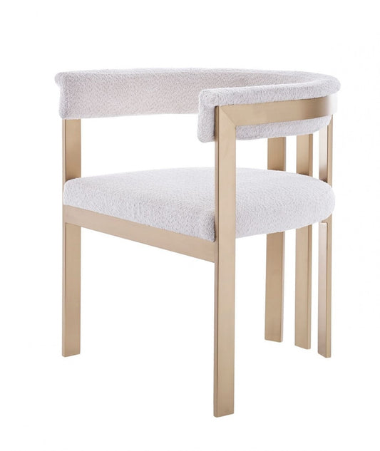 Chaise de salle à manger beige et dorée