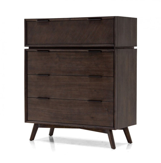 Commode à quatre tiroirs en bois massif d'acacia de 39 po