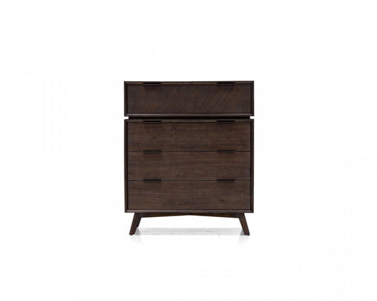 Commode à quatre tiroirs en bois massif d'acacia de 39 po