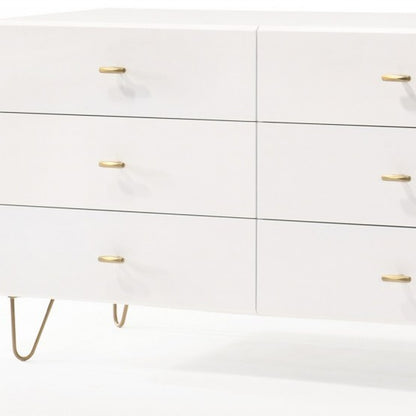 Commode double à six tiroirs en bois blanc manufacturé de 51 po