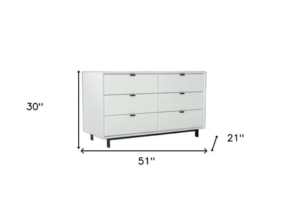 Commode double à six tiroirs en bois blanc manufacturé de 51 po