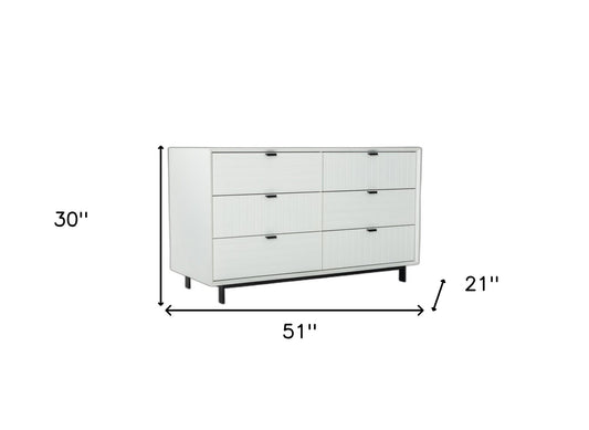 Commode double à six tiroirs en bois blanc manufacturé de 51 po