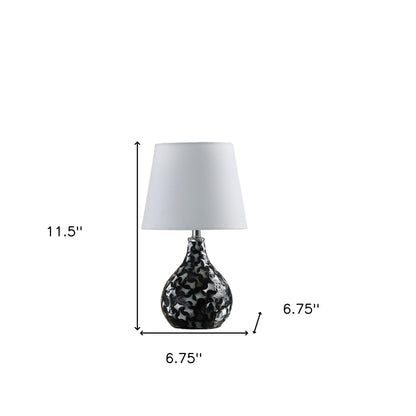 Lampe de table noire de 12 po avec abat-jour globe blanc