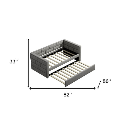 Gray Twin Upholstered Polyester Blend Bed Frame with Trundle