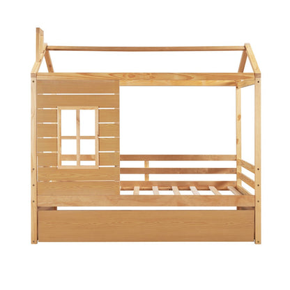 Natural Twin Bed with Trundle