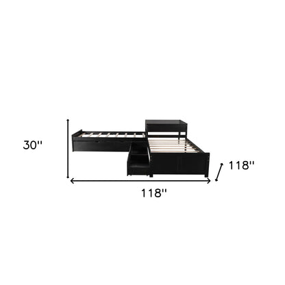 Espresso Wood Twin Bed Frame with Trundle