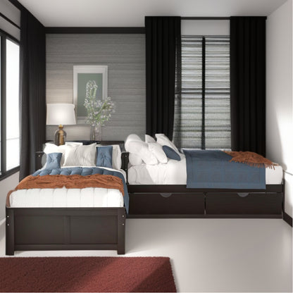 Espresso Wood Twin Bed Frame with Trundle