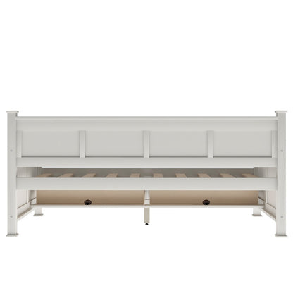 White Wood Twin With Two Drawers Bed Frame