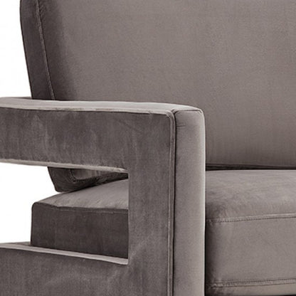 Fauteuil en velours gris et doré de 34 po